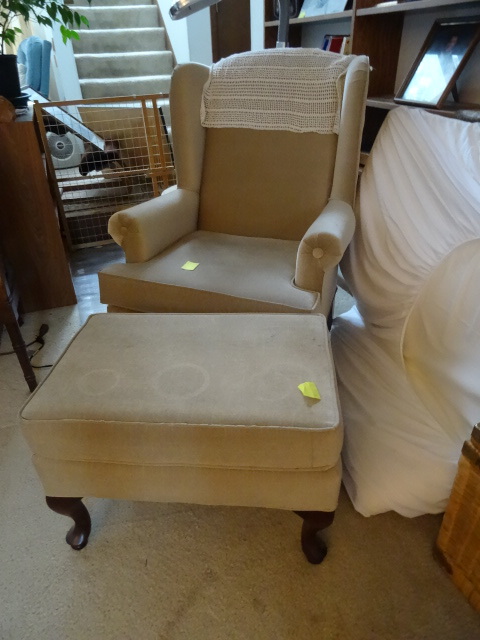 Wing chair with matching foot stool...
