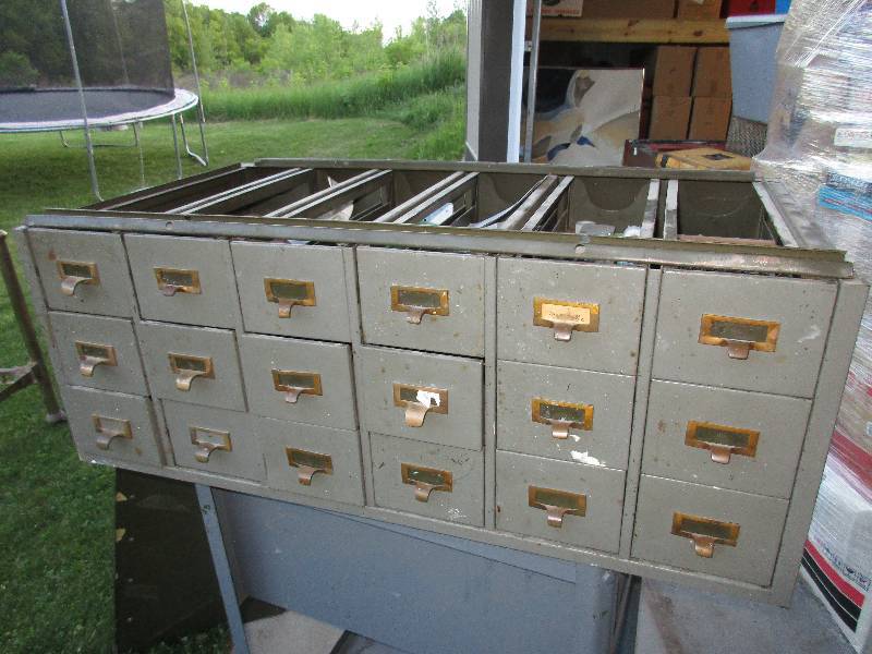 Vintage steel index card file cabin...