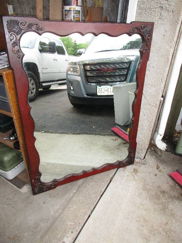 Vintage picture wood frame wall mir...