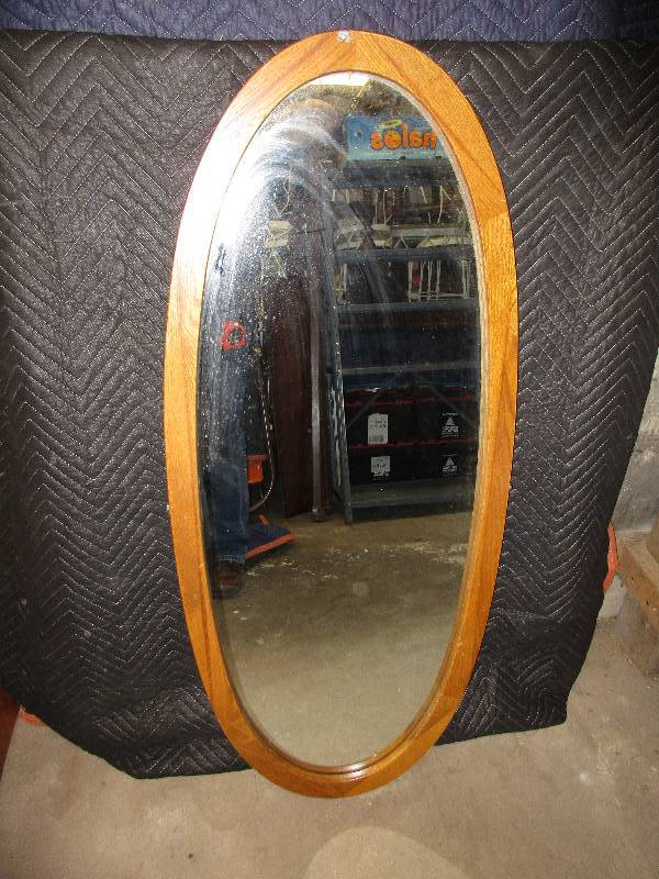 Vintage oval oak wall mirror. 48 x ...
