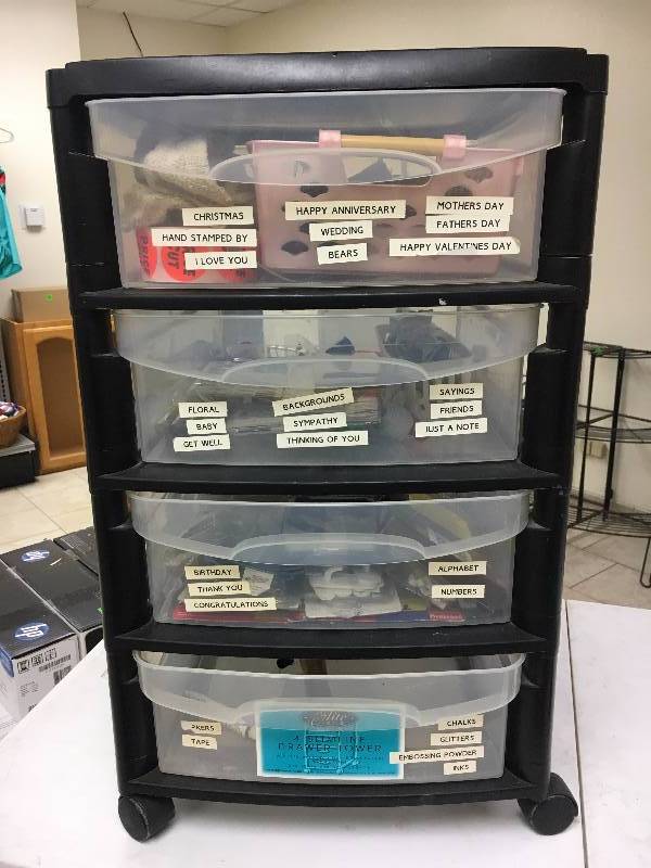 lot 75 image: 4 Drawer Tote of Office Supplies