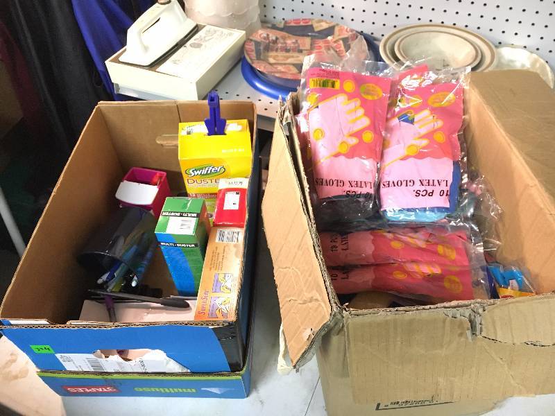 lot 324 image: 2 Boxes of Rubber Gloves & Office Supplies
