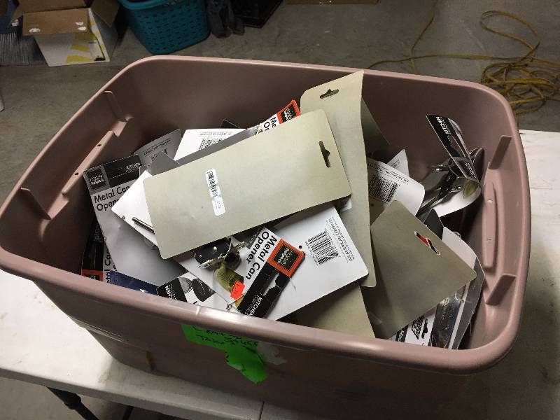 lot 232 image: Tote of Kitchen Supplies