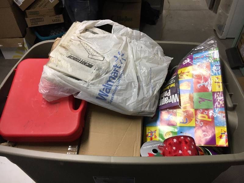 lot 234 image: Tote of Party Supplies, Glue Guns, Etc.