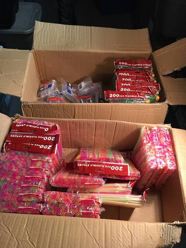 lot 250 image: 2 Boxes of Straws and Shot Glasses