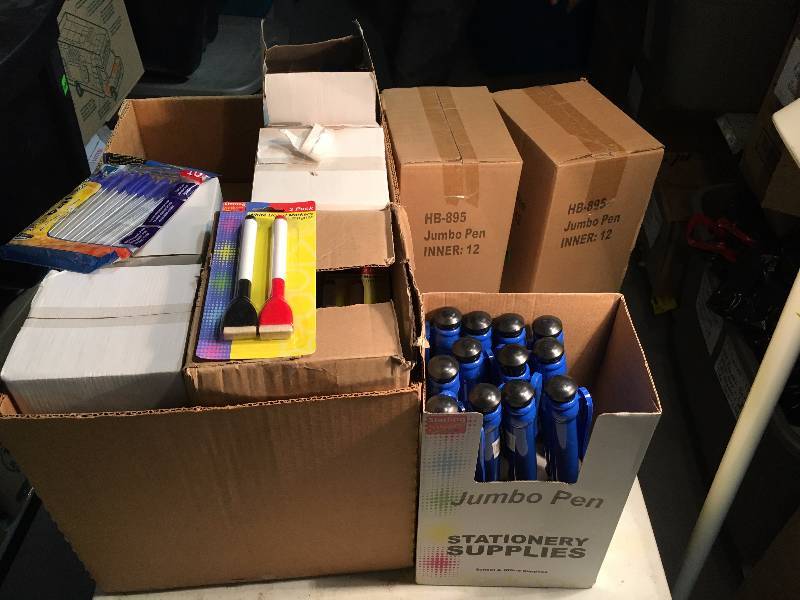 lot 251 image: Boxes of Pens, Jumbo Pens, Markers, Etc.