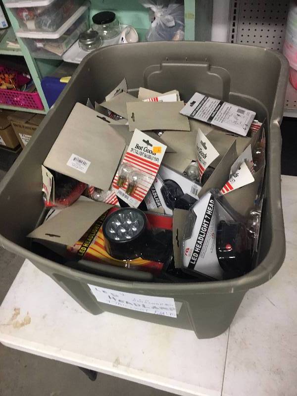 lot 271 image: Tote of LED Headlights, lightbulbs, etc.