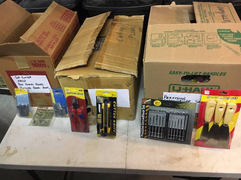 lot 282 image: 3 Boxes of Nails, Pliers and Putty Knives