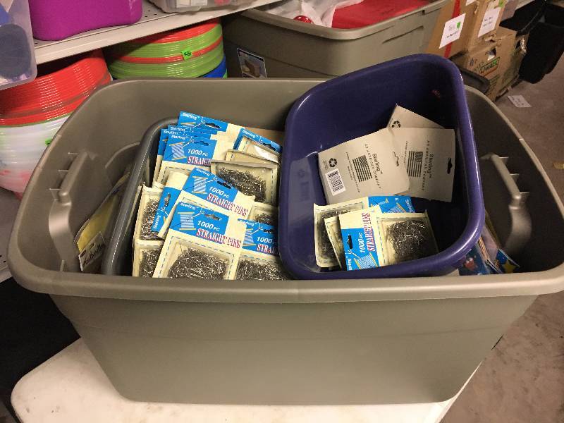 lot 294 image: Tote of Party Supplies and Pins