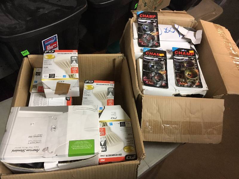 lot 300 image: 2 Boxes of LED Bulbs and Hose Clamps