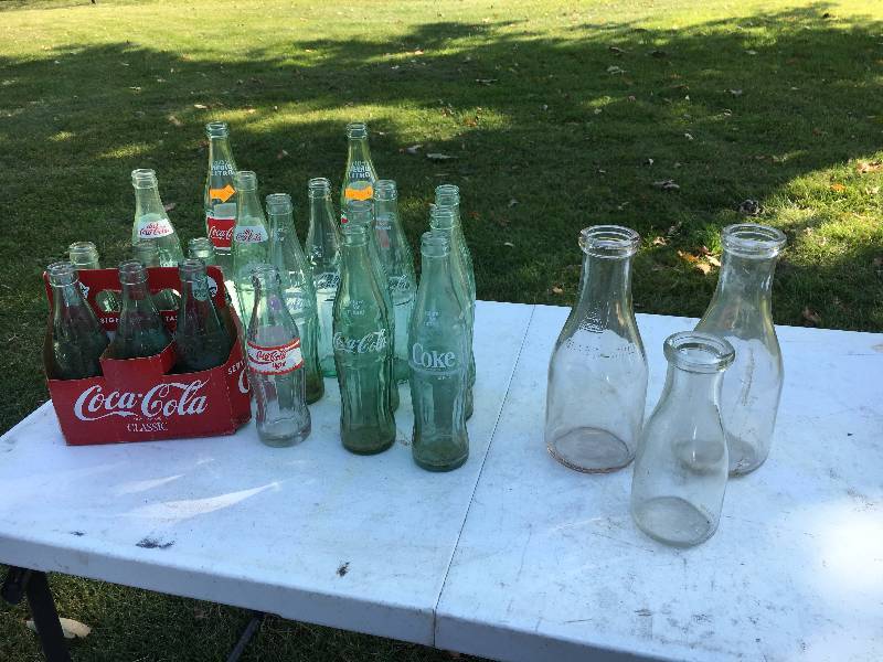 Vintage Coca-Cola Bottles and Milk Jars