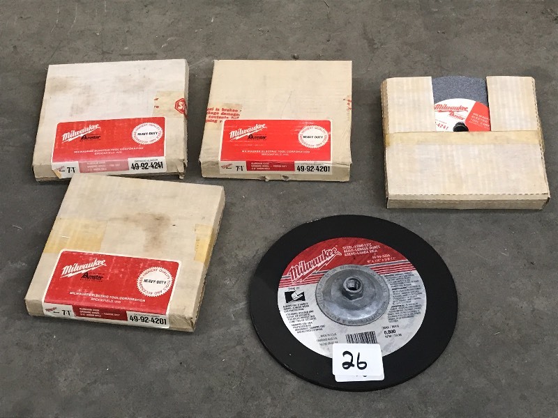 lot 26 image: (5) Milwaukee Grinding Wheels
