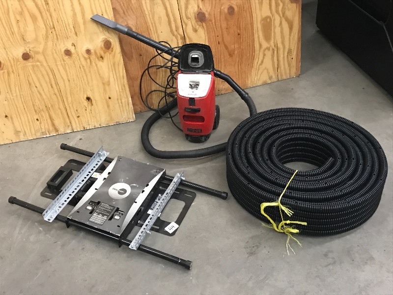 lot 44 image: Flat Screen T.V. Mount, Vacuum, Roll Of Landscape Material