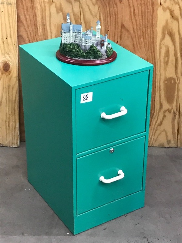 lot 88 image: 2-Drawer File Cabinet & Collectors Piece