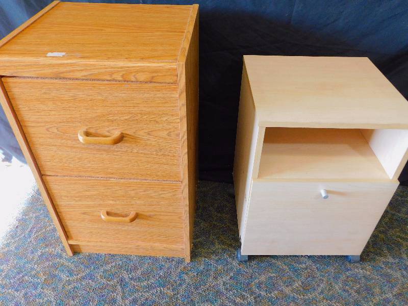 lot 93 image: 1- and 2-Drawer Wood File Cabinets