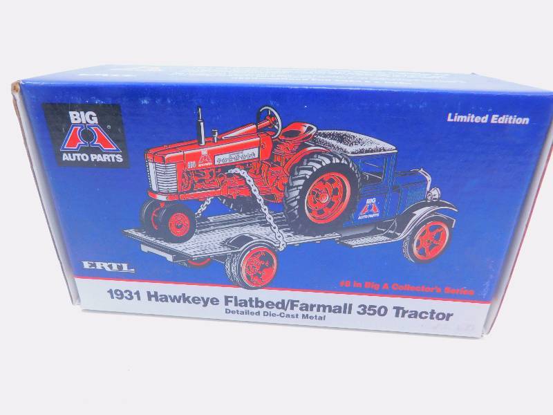 lot 123 image: Ertl 1931 Hawkeye FlatbedFarmall 350 Tractor Die Cast