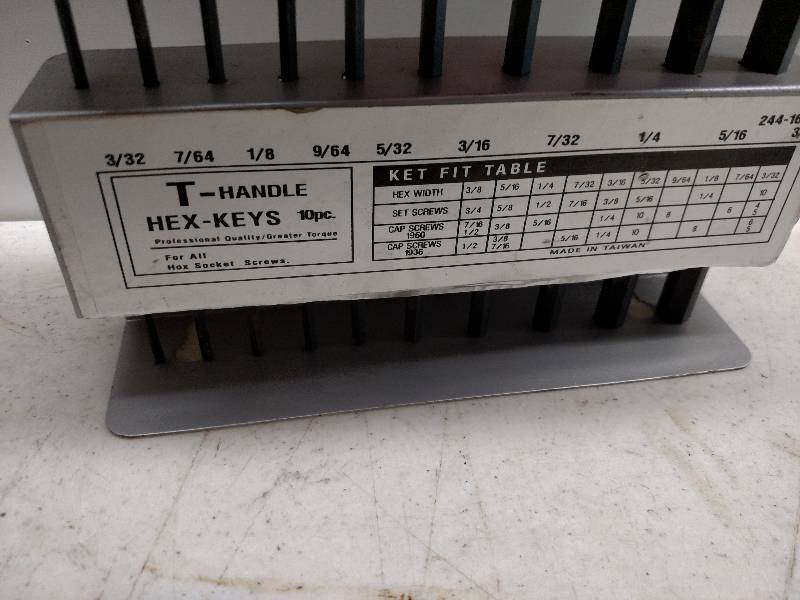 lot 42 image: T-Handle Hex Key Set, 332-38...
