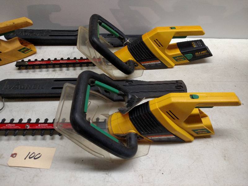 lot 100 image: (2) Wagner Cordless Shrubbers & (1)...