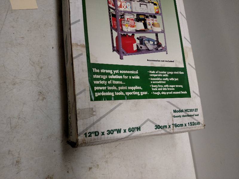 lot 137 image: Heavy Duty Shelf Unit, 12x30x60...