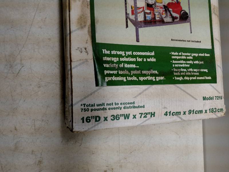 lot 138 image: Heavy Duty Shelf Unit, 16x36x72...