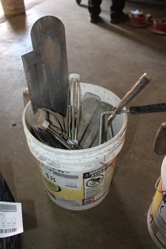 lot 48 image: Bucket Lot of Cement Hand Tools