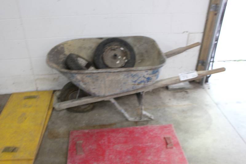 lot 71 image: Steel Wheelbarrow w 2-Spare Tires