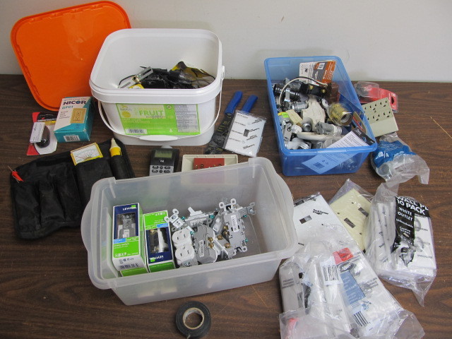 lot 21 image: Large Lot of ElectricalLighting Tools, Parts & Supplies