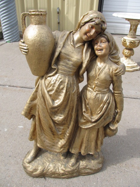 lot 28 image: Large Heavy Vintage Gilt Figural Statue