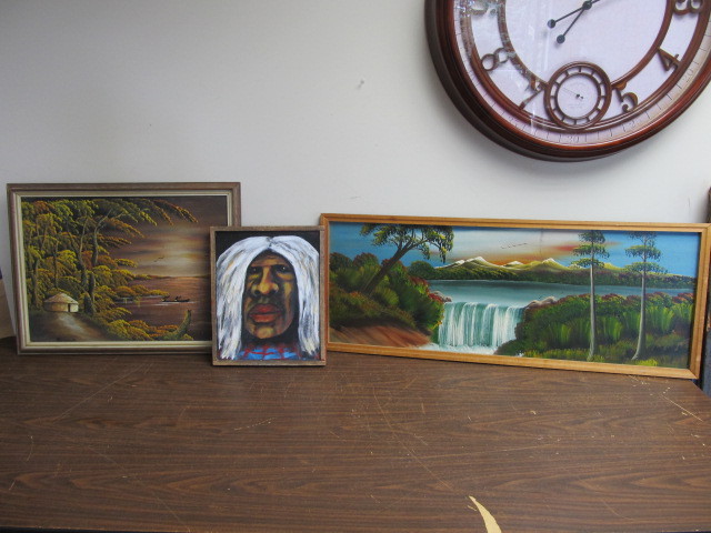 lot 52 image: Lot of 3 Original CaribbeanTropical Style Oil Paintings
