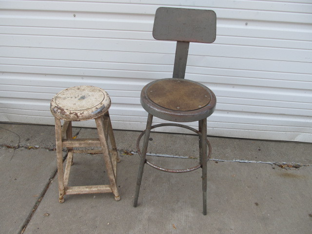 lot 70 image: Old Vintage Metal Industrial Stools