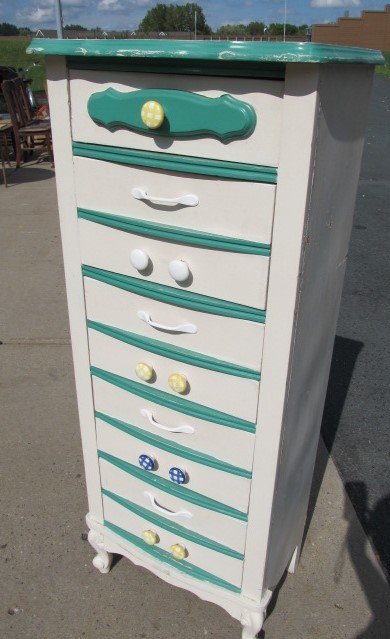 lot 73 image: Colorful 9 Drawer DresserCabinet