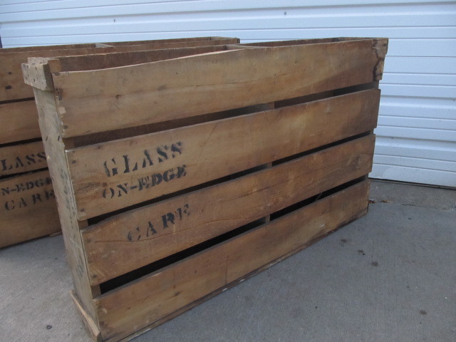 lot 98 image: Pair of Antique Wooden Stained Glass Shipping Crates #1