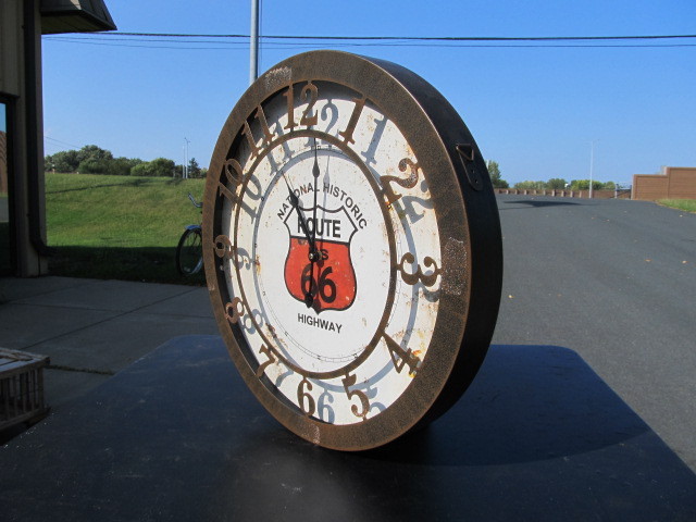 lot 97 image: Rustic Style Metal ROUTE 66 Wall Clock