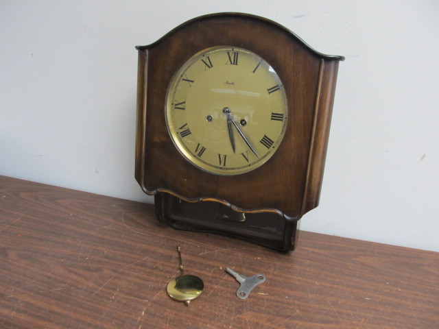 lot 2 image: NICE Vintage German MAUTHE Regulator Wall Clock