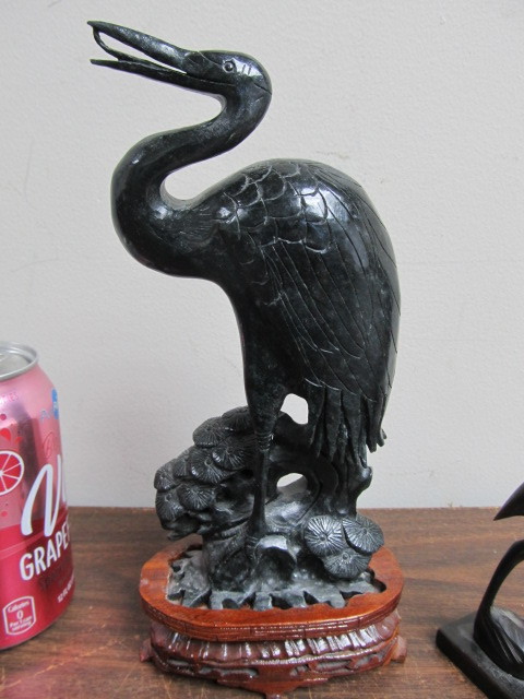 lot 124 image: 2 Vintage Carved Stone Oriental Bird Statues