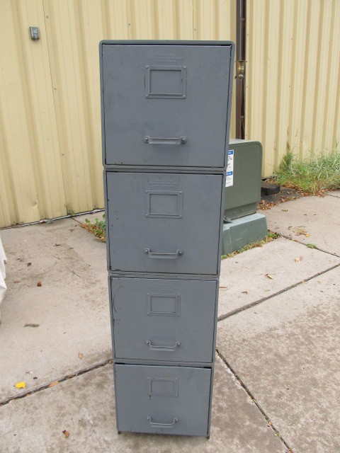 lot 150 image: Vintage 4-Section Stacking Industrial File Cabinet