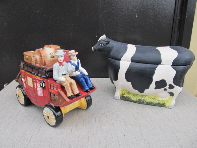 lot 196 image: Wells Fargo & Large Cow Ceramic Cookie Jars
