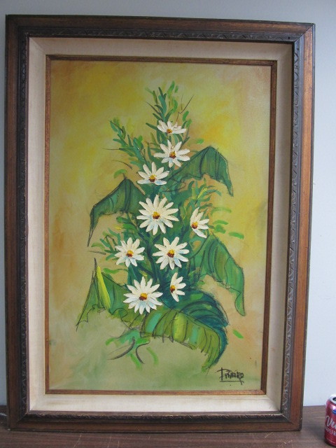 lot 199 image: LARGE Vintage Framed Floral Oil on Canvas Painting