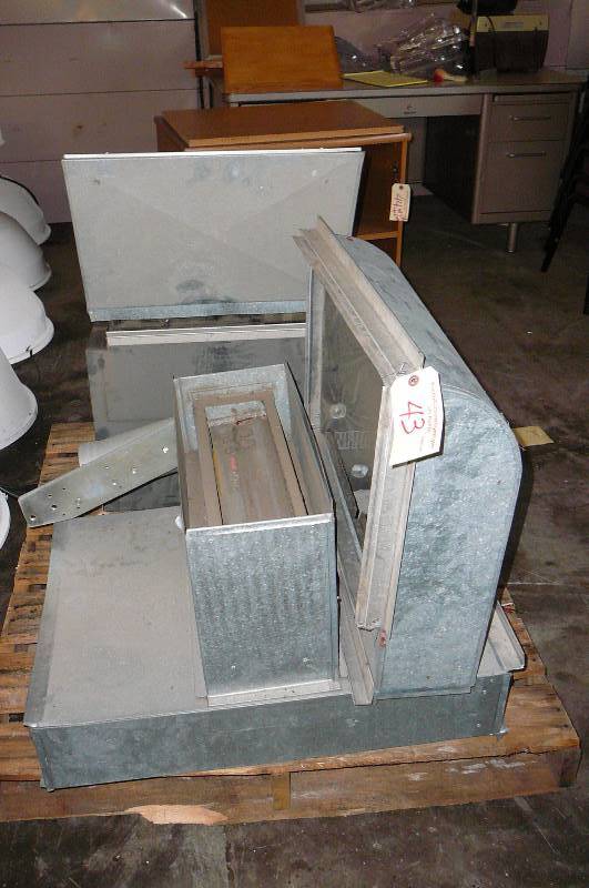 lot 43 image: Duct Work with Squirrel cage fans, air activated damper. Lot of misc sizes