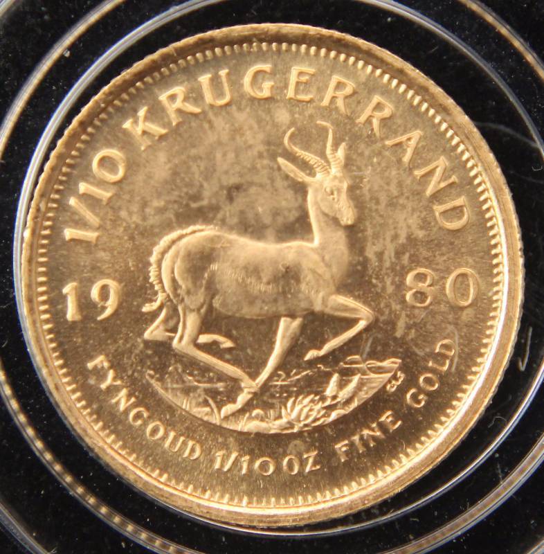 1980 SOUTH AFRICAN GOLD KRUGERRAND 110th OZ. GOLD IN AIRTITE