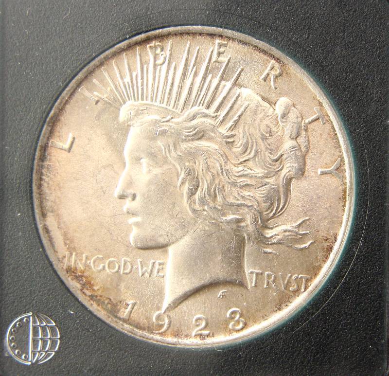 1923 PEACE SILVER DOLLAR BU MS65 COINWORLD SLAB