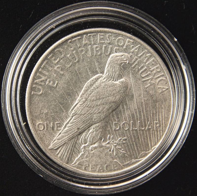 1922-D PEACE SILVER DOLLAR AU IN AIRTITE HOLDER