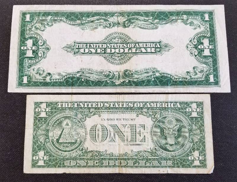 LARGE SIZE & SMALL SIZE US $1 SILVER CERTIFICATES 1923 & 1957