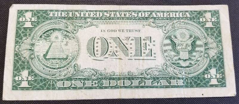 1935H US BLUE SEAL $1 SILVER CERTIFICATE FEDERAL RESERVE NOTE