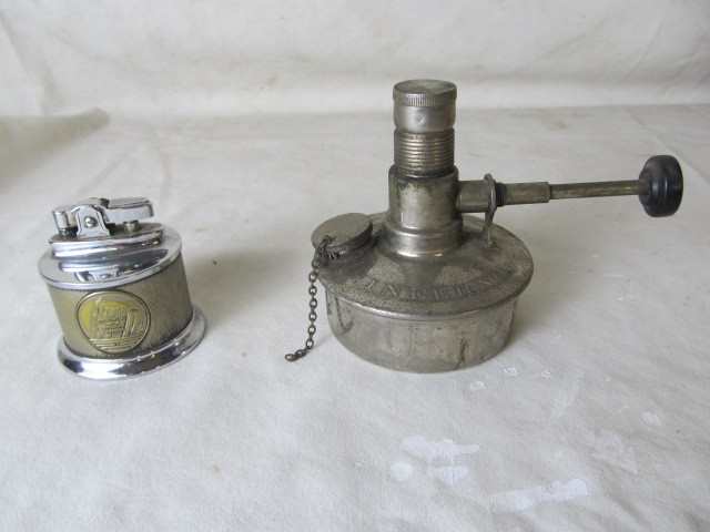 lot 216 image: Lighters -Prudential Insurance Table Lighter & Sterno Inferno