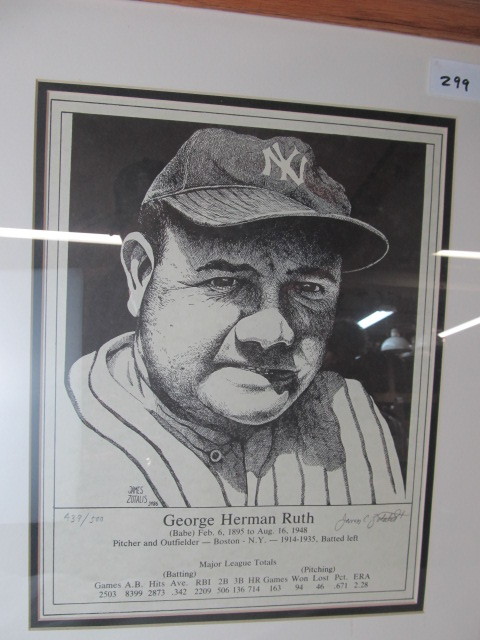 lot 299 image: Signed & Numbered Babe Ruth Print