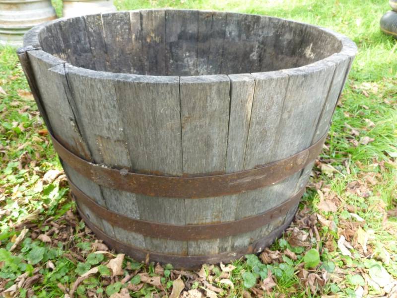 lot 25 image: Wooden Barrel Planter