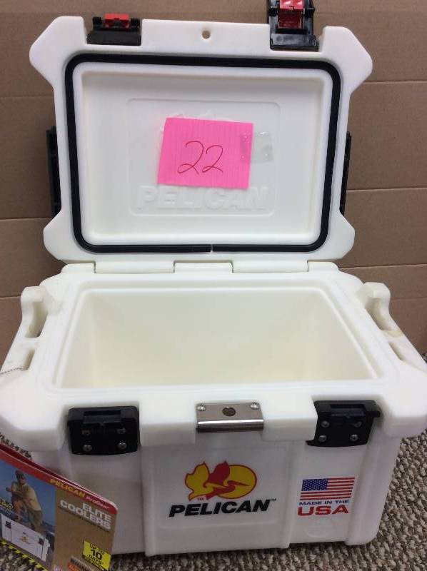 lot 22 image: Pelican 20 Qt. Elite Cooler in White not used