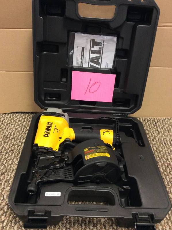 lot 10 image: Dewalt Pneumatic 15-Degree Coil Siding Nailer DW66C-1
