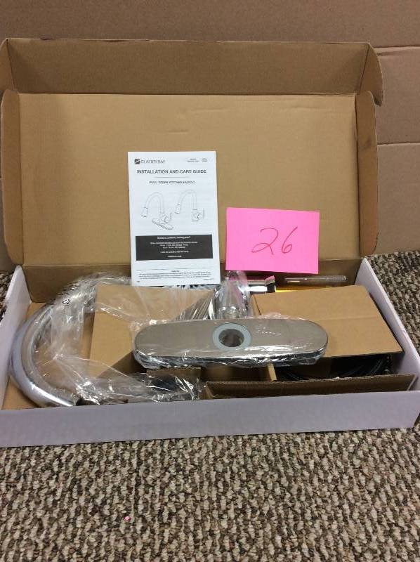 lot 26 image: Glacier Bay Market Single-Handle Pull-Down Sprayer Kitchen Faucet in Polished Chrome not used
